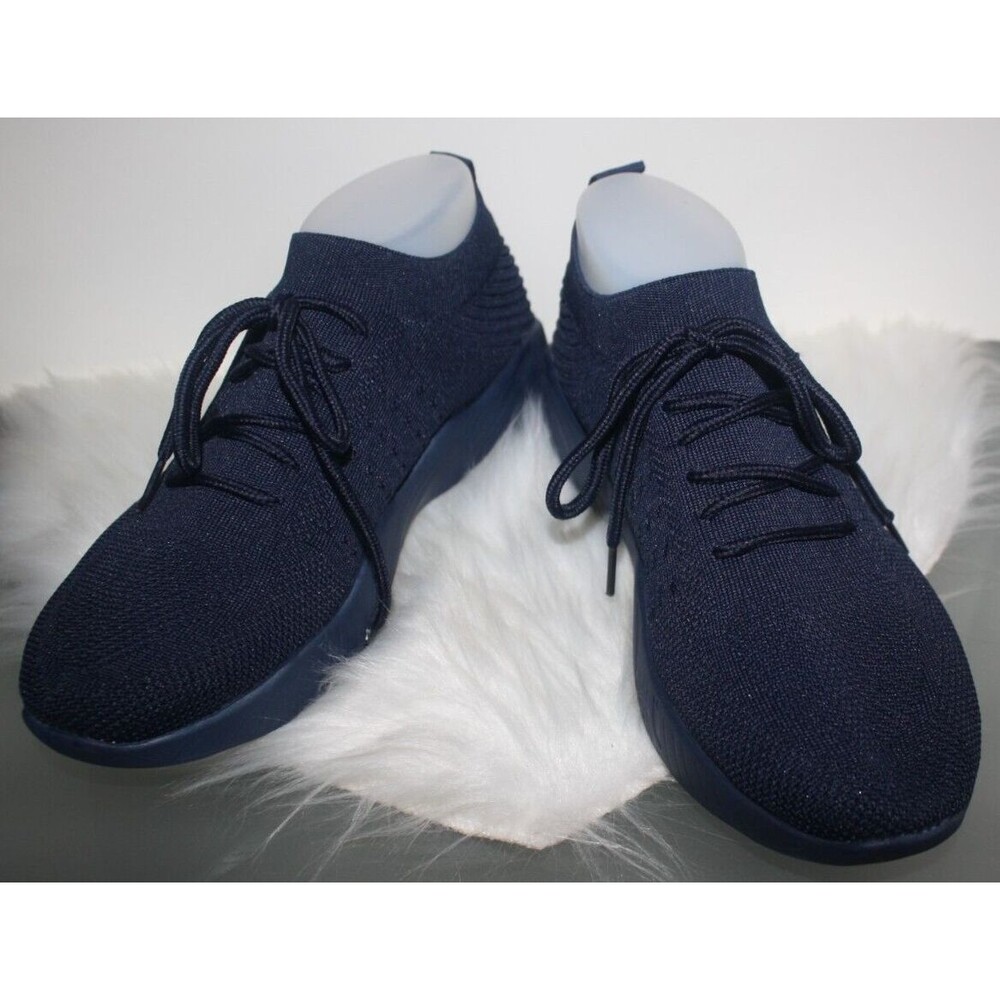 Black Womens Slip On Sneakers Sz 11 Mock Tie Lightweight Economical Atleisure